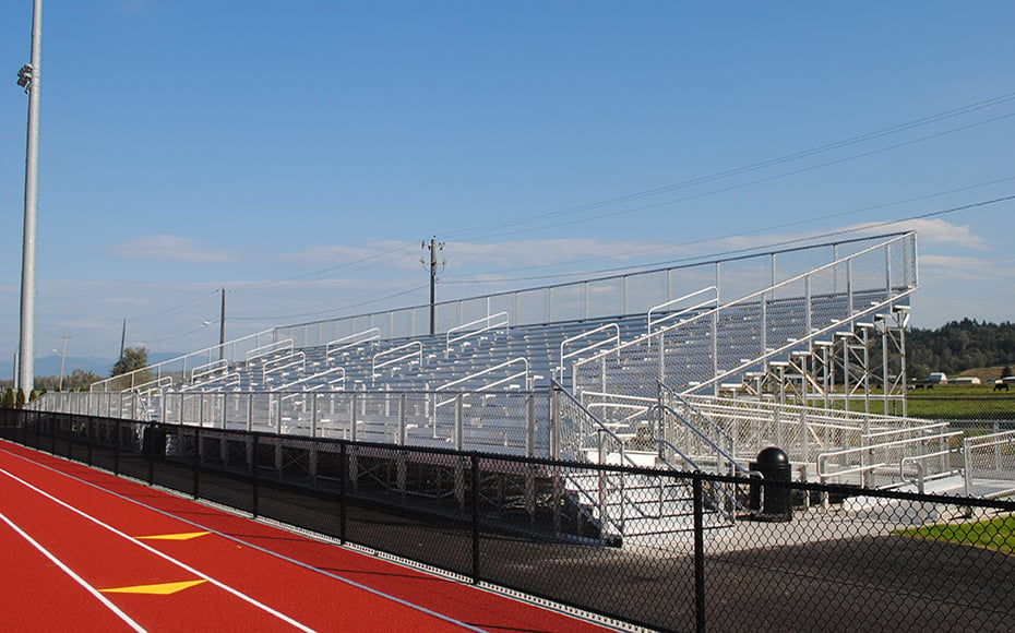 high capacity stadium seating on a track and field